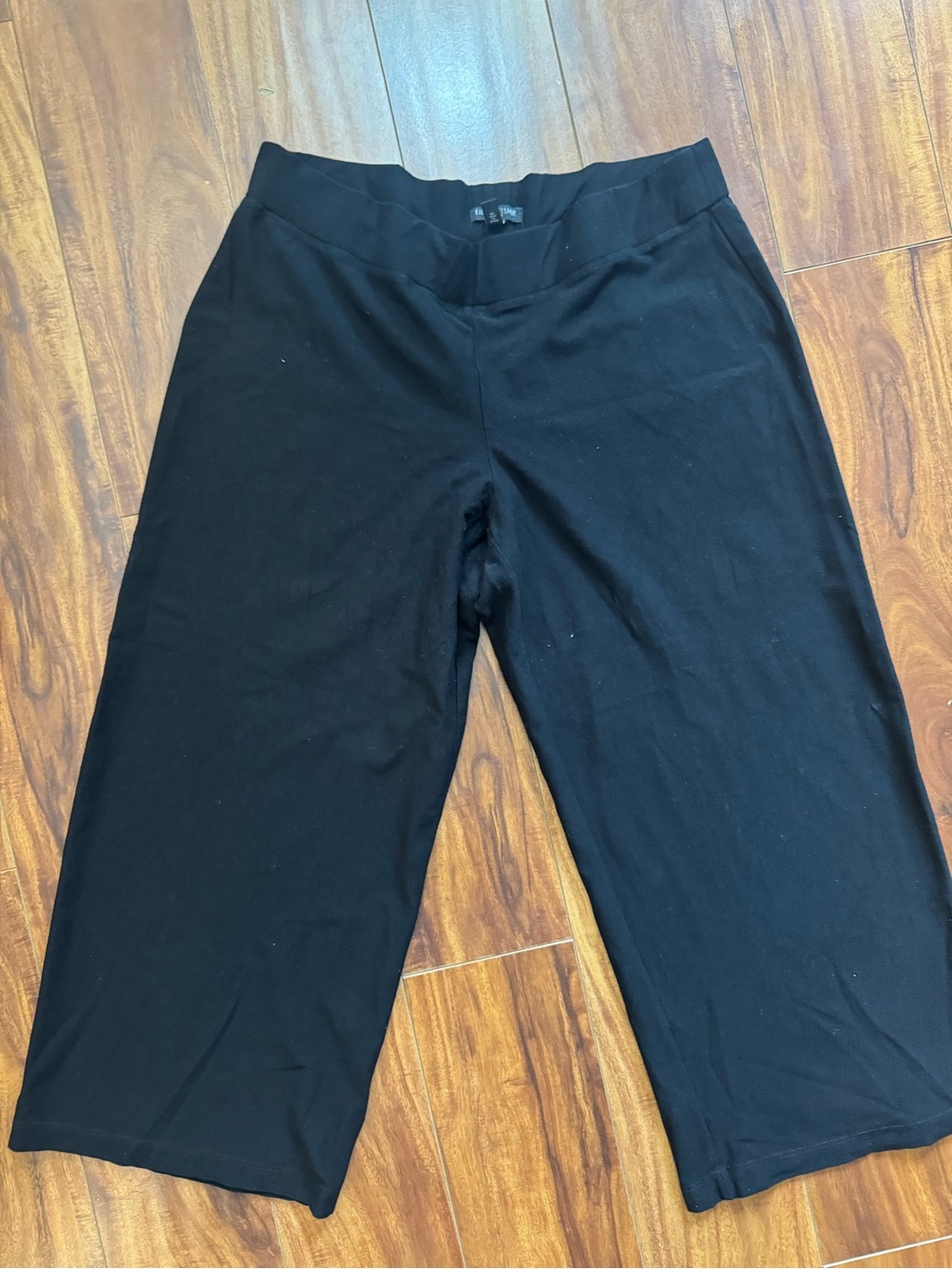 Eileen Fisher Black Wide-Leg Pull-On Knit Pants